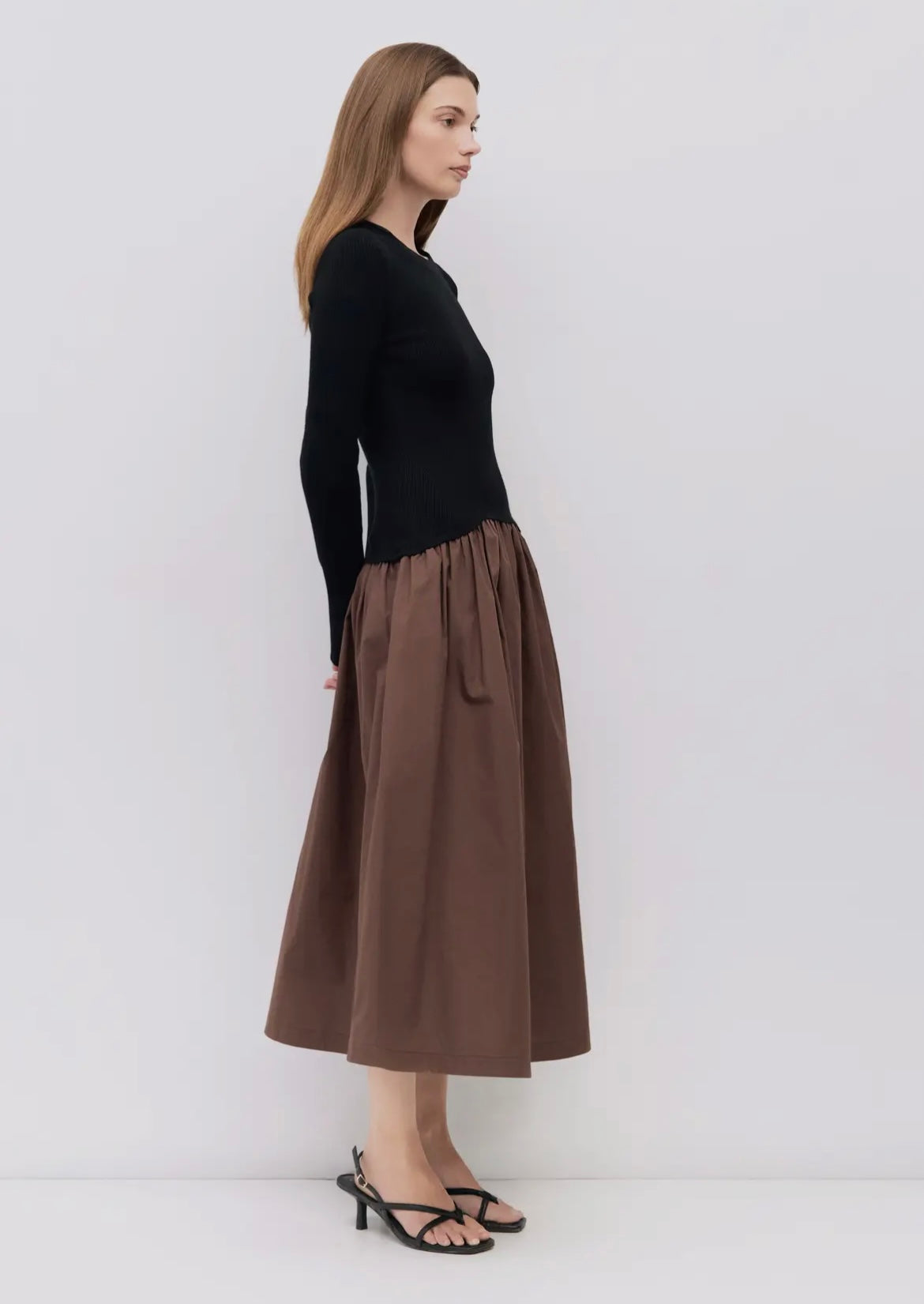 Cocoa Satin Midi Dress