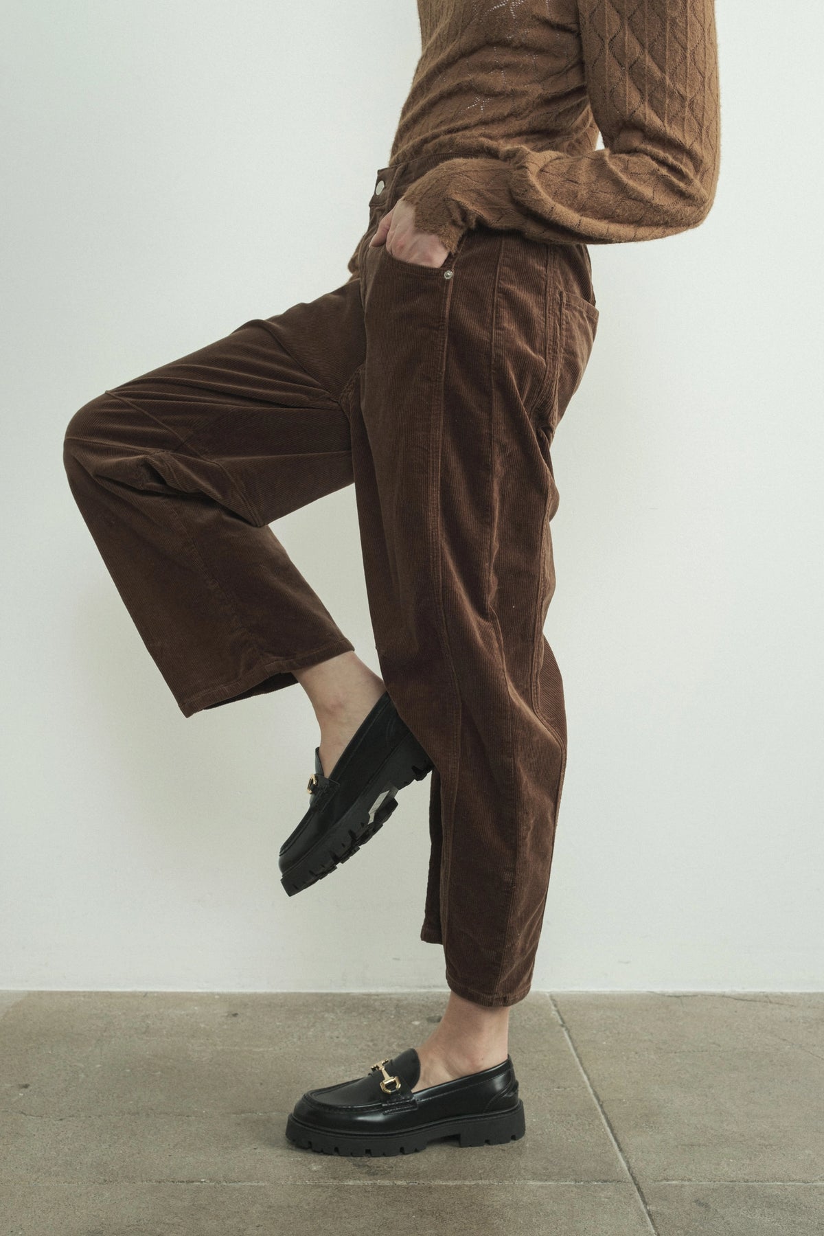 Brown Cord Barrel Pants