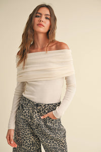 Ivory Off Shoulder Sweater Top