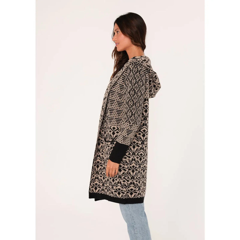 Jacquard Hooded Cardigan