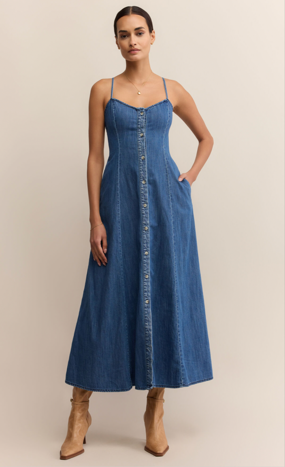 Angel Eyes Denim Midi Dress