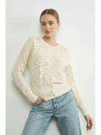 Flower Pattern Open Sweater Cardigan