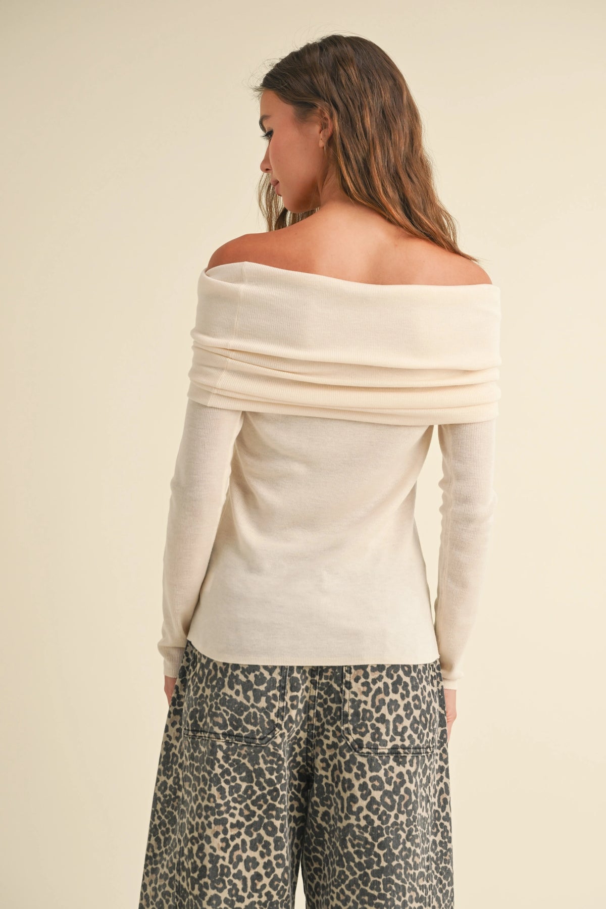 Ivory Off Shoulder Sweater Top