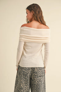 Ivory Off Shoulder Sweater Top