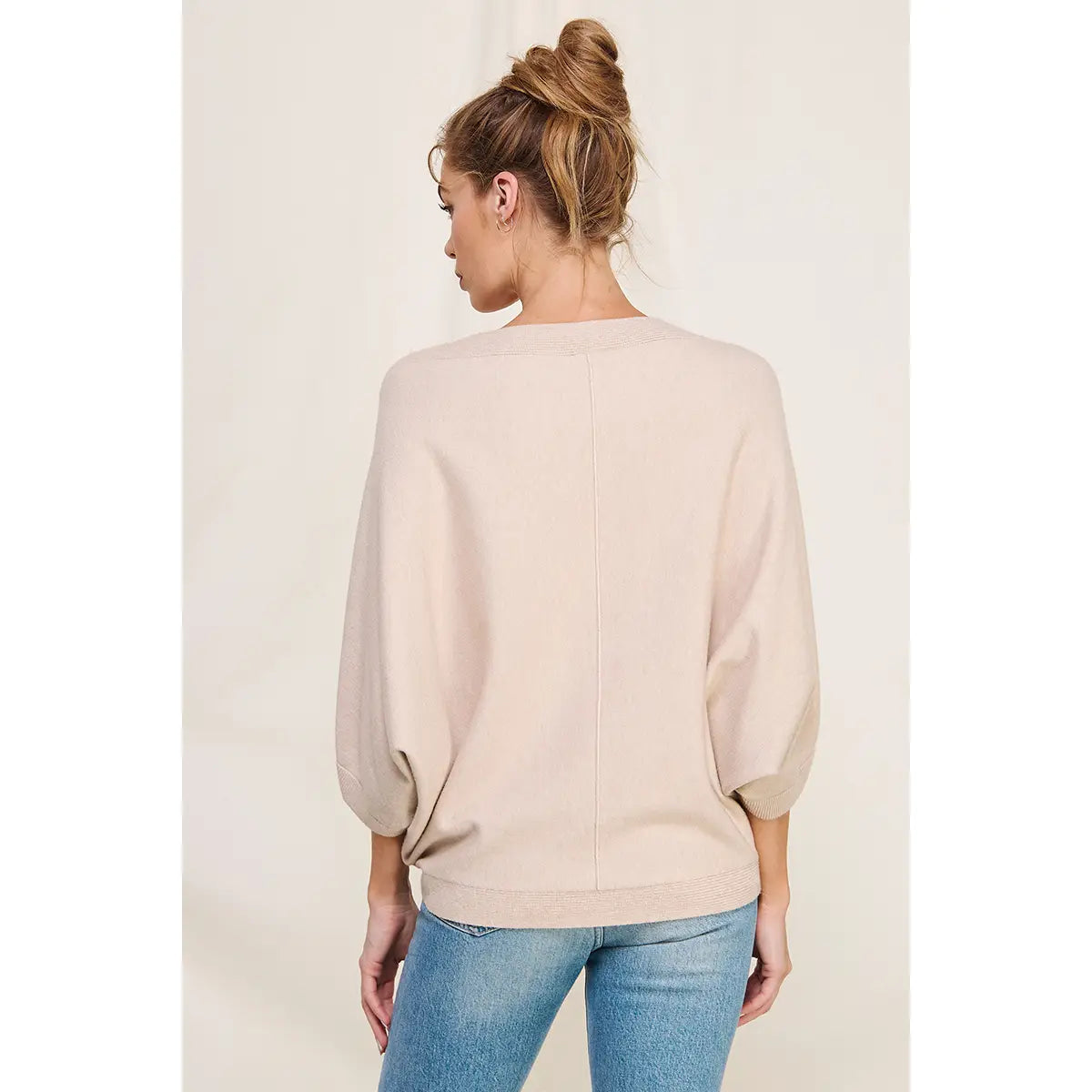 Elbow Sleeve Mixed Texture Sweater