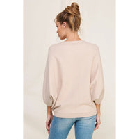 Elbow Sleeve Mixed Texture Sweater