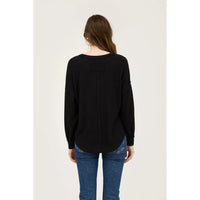 Half Button Long Sleeve Knit Top