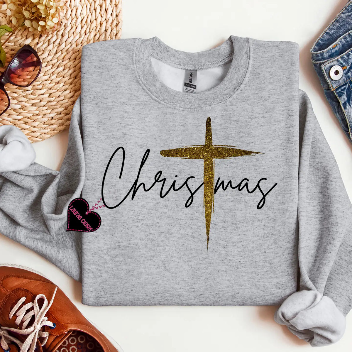 Christmas Gold Cross Sweatshirt