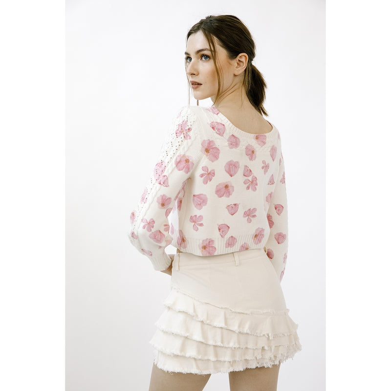 Flower Cropped Cardigan