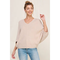 Elbow Sleeve Mixed Texture Sweater