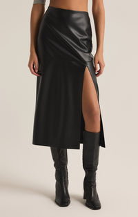 Black Metropolitan Leather Skirt