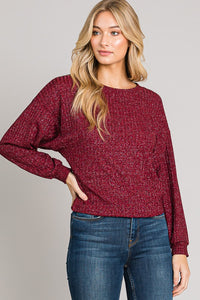 Boxy Burgundy Lurex Knit Top