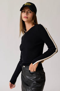 Isla Slim Fit Striped Rib Knit Top