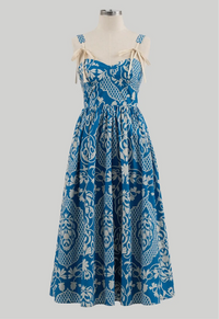 Azure Tapestry Midi Dress