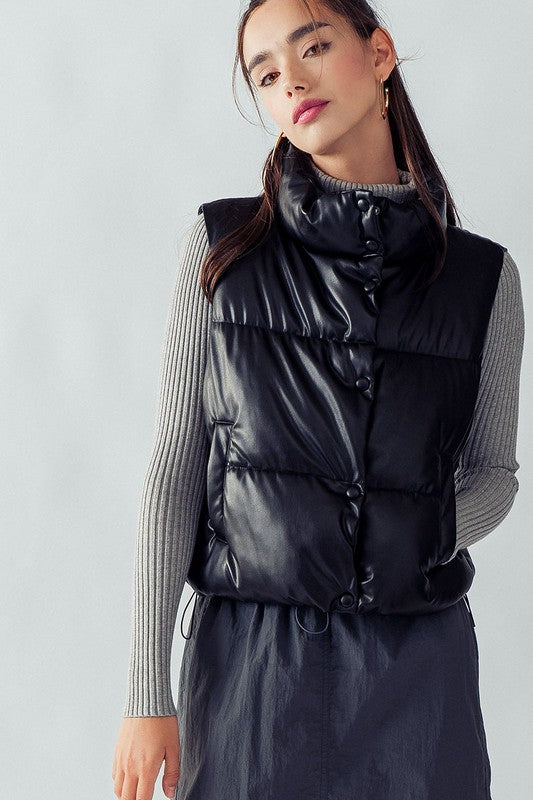 Black Relaxed Puffer Vest