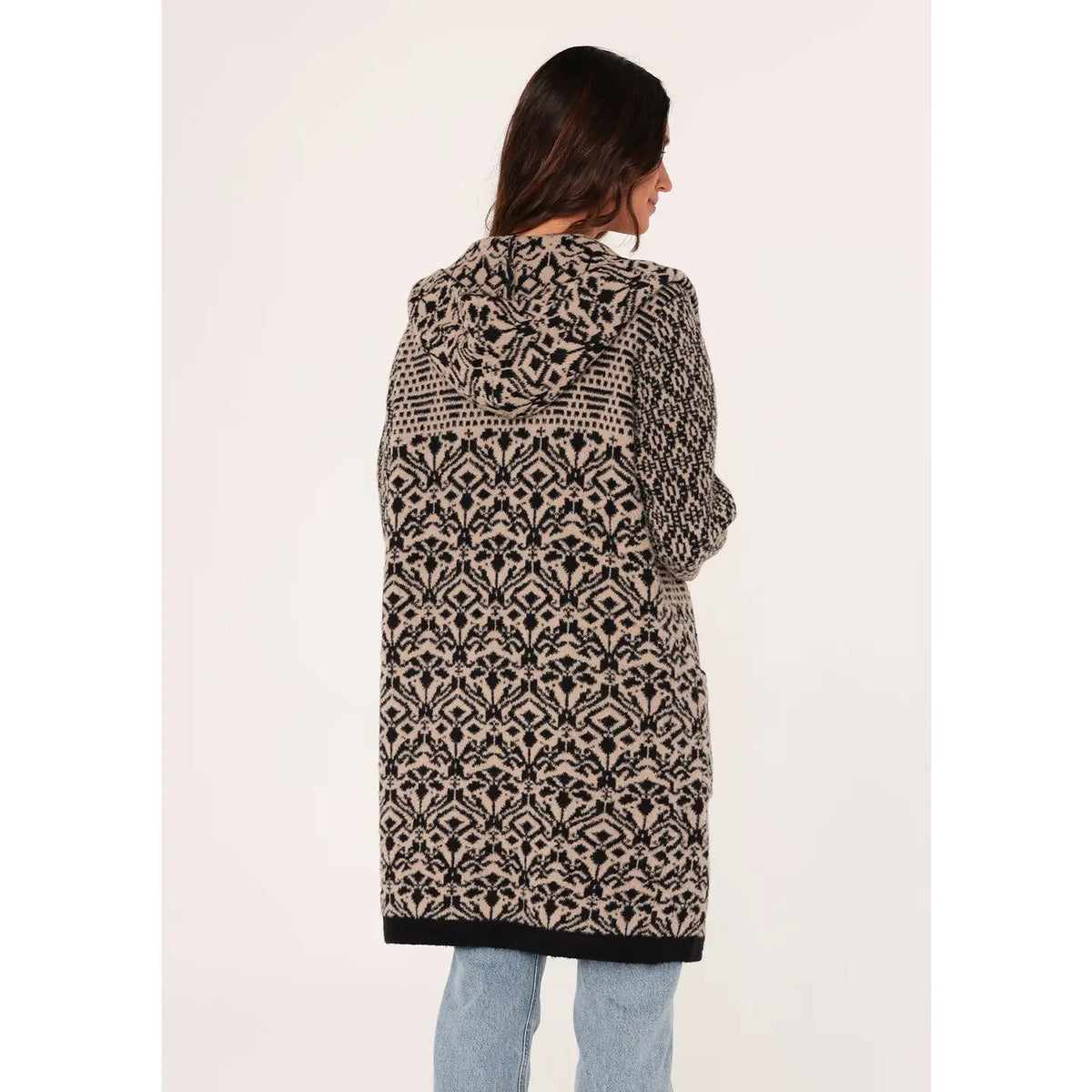 Jacquard Hooded Cardigan