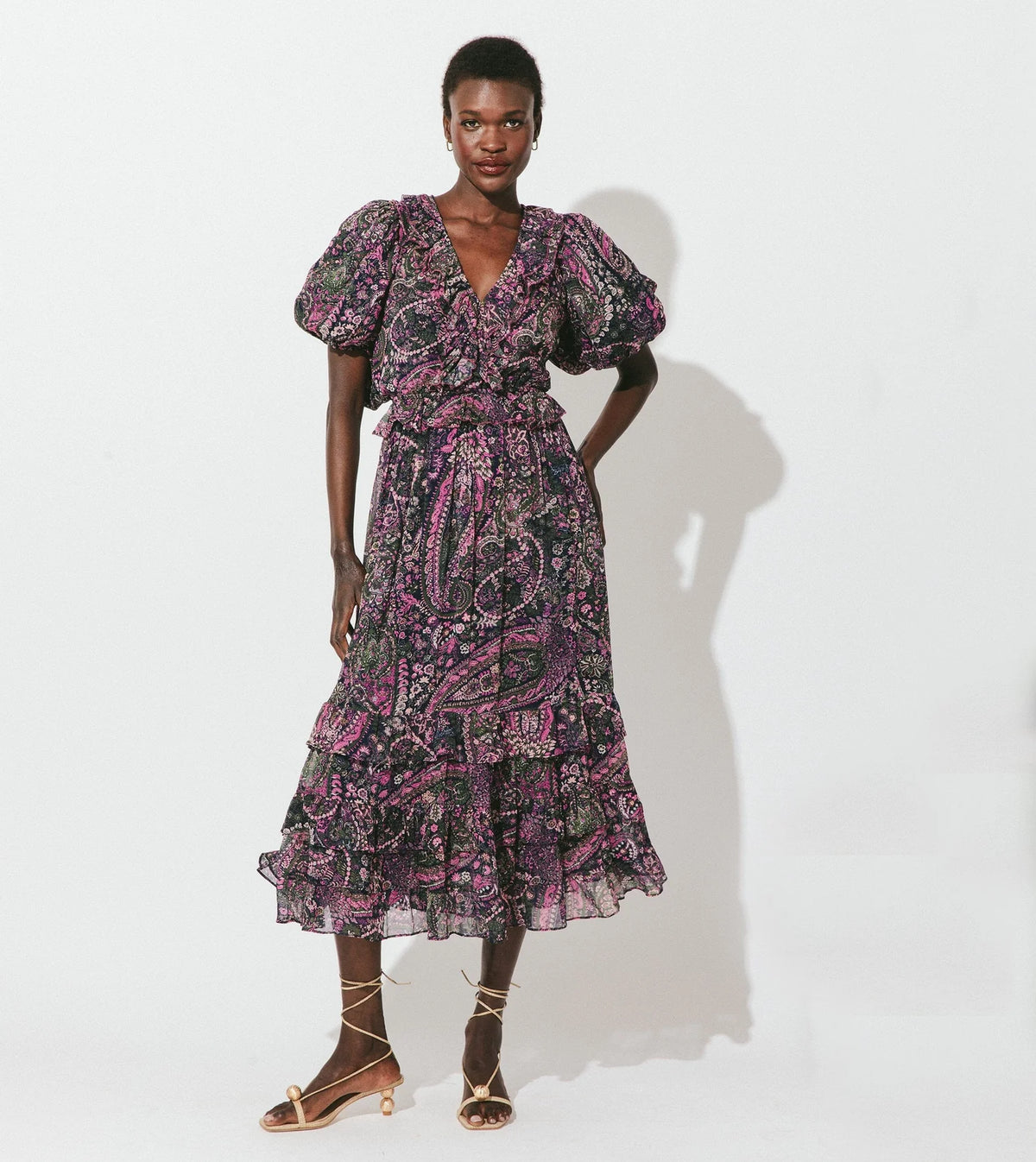 CALLISTA MIDI DRESS | CAYMEN PAISLEY PURPLE