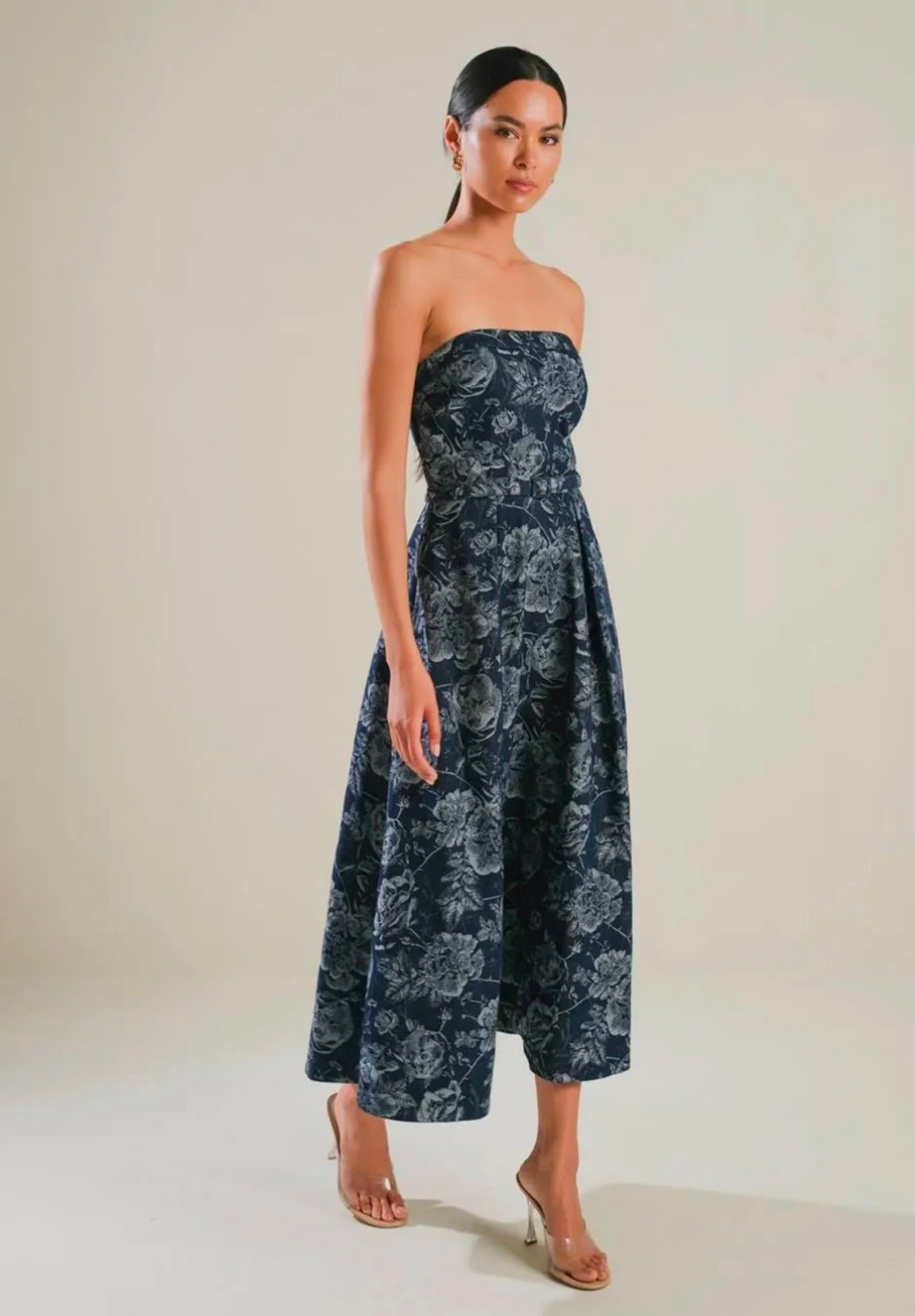 Jacquard Denim Midi Dress