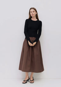 Cocoa Satin Midi Dress