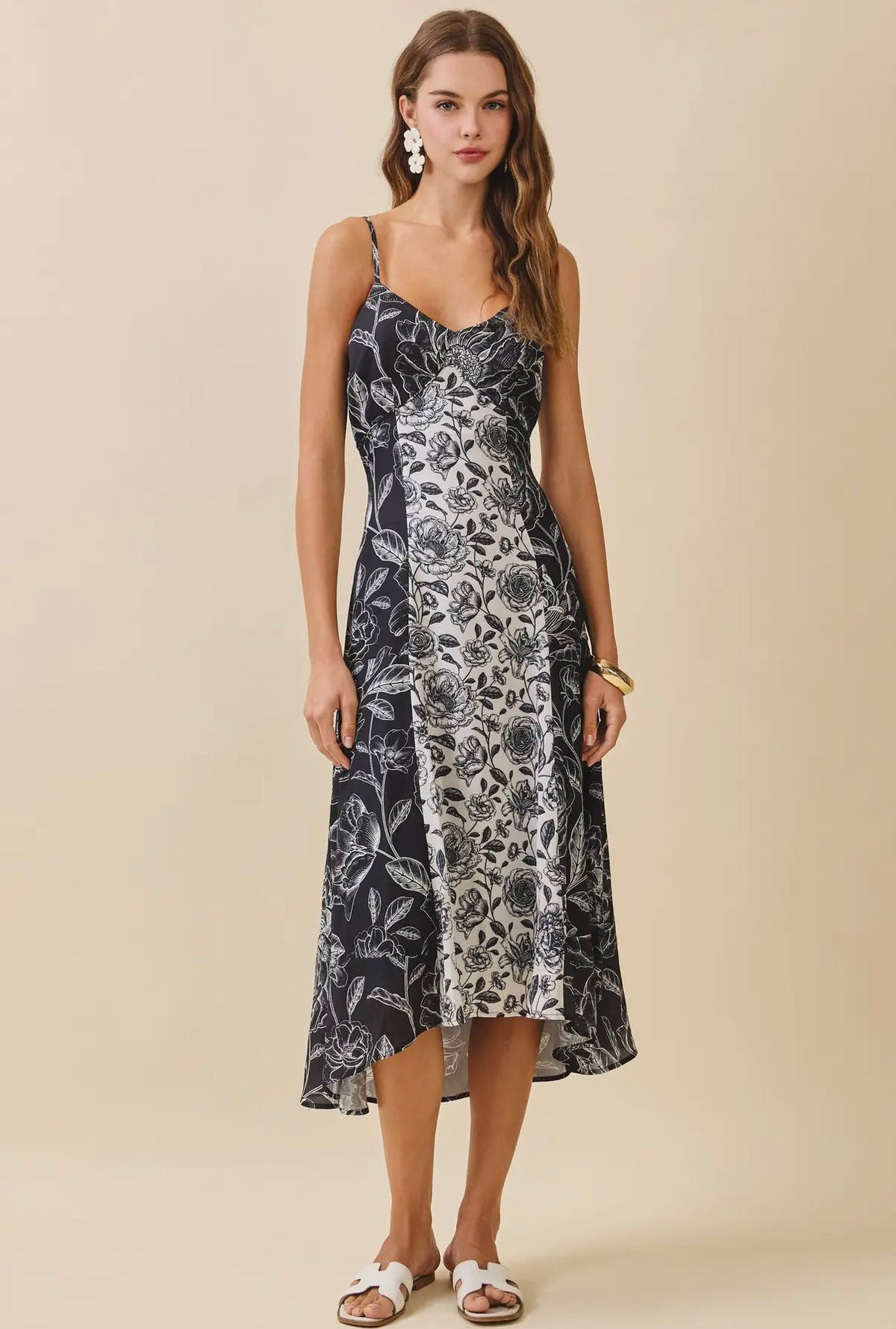 Midnight Botanical Midi Dress