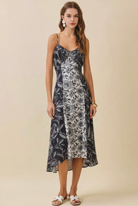 Midnight Botanical Midi Dress