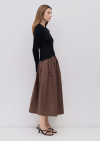 Cocoa Satin Midi Dress