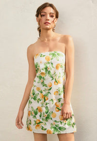 Strapless Tie Lemon Sorbet Dress