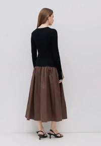Cocoa Satin Midi Dress