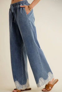 Lace Me Up Wide Leg Jeans