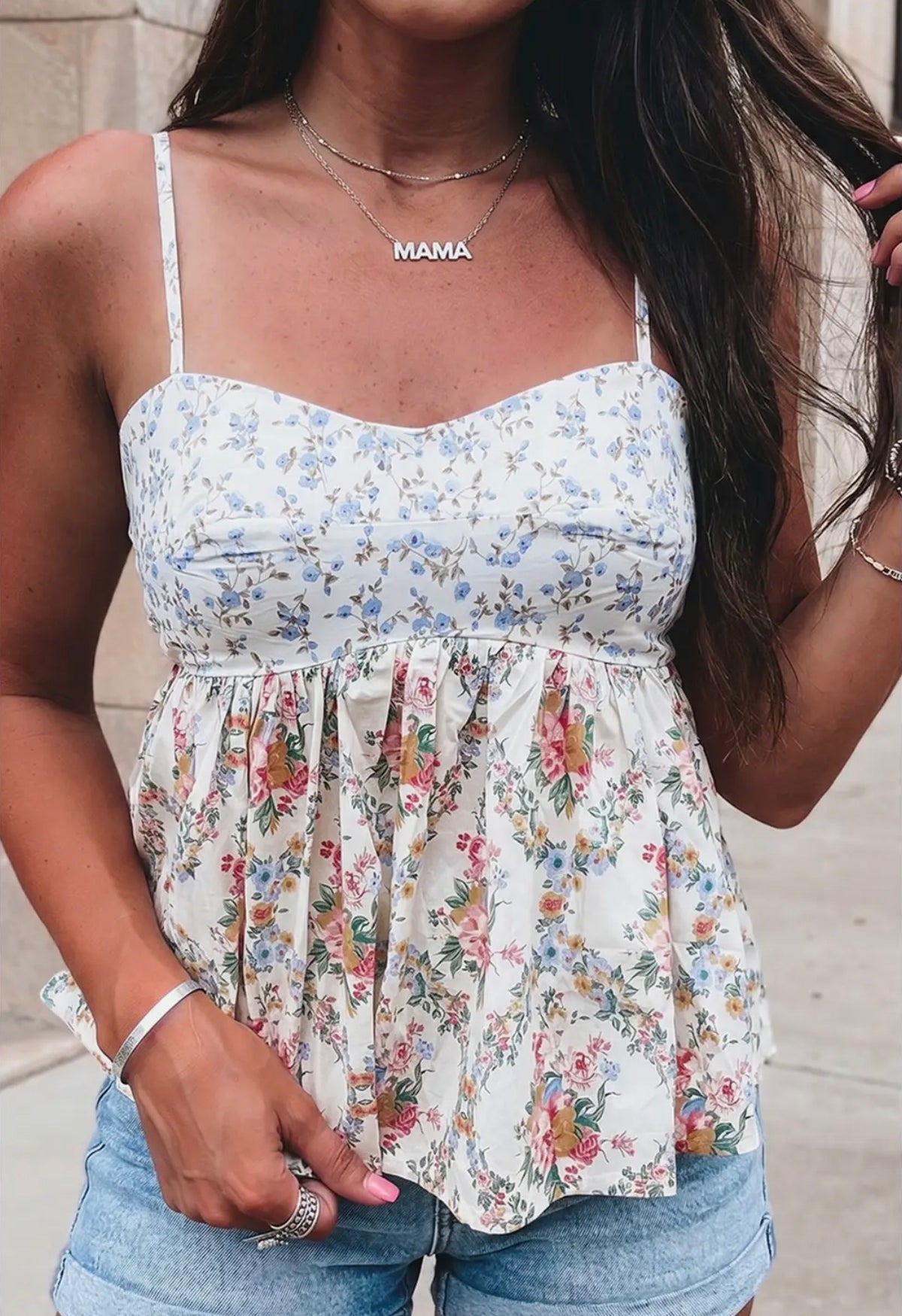 Floral Patchwork Babydoll Top