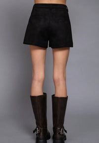 Uptown Chic Faux Suede Shorts – Black