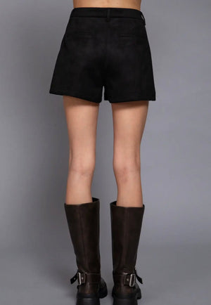 Uptown Chic Faux Suede Shorts – Black