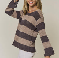 Grey/Taupe Stripe Knit Top