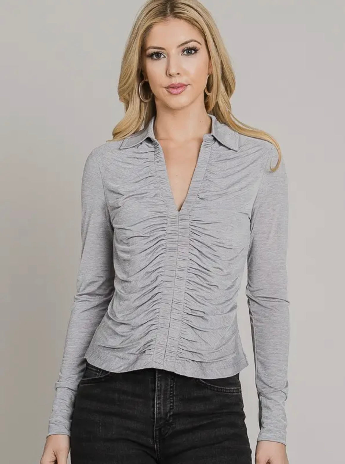 Grey Ruched Blouse