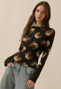 Floral Honeycomb Mesh Top