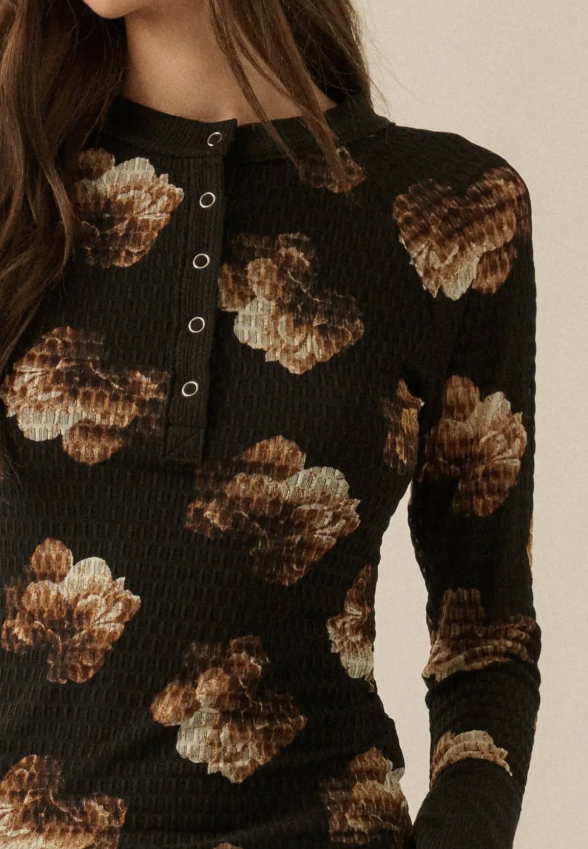 Floral Honeycomb Mesh Top