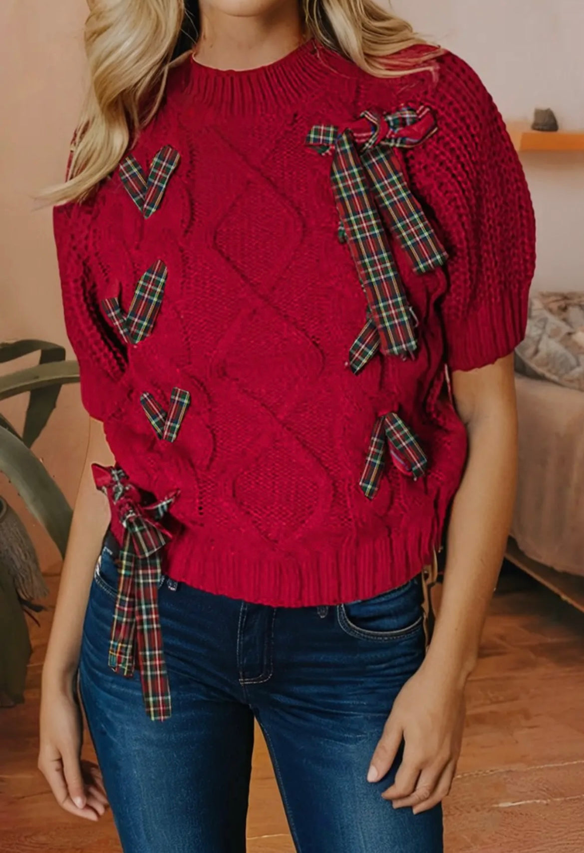 Tartan Bow Sweater