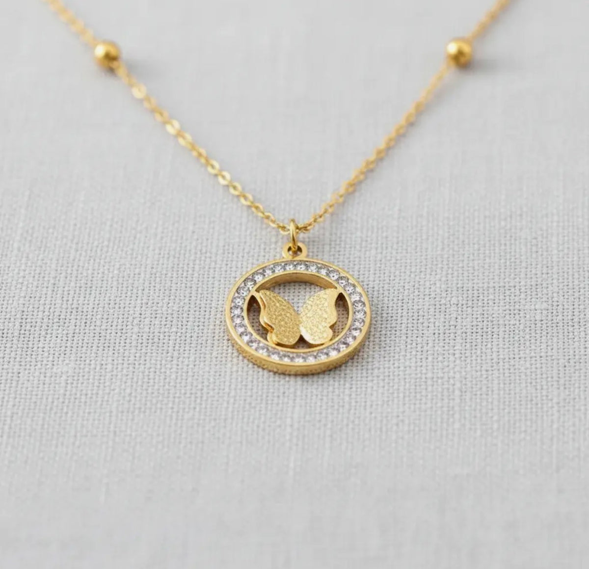Pavé Butterfly Circle Necklace