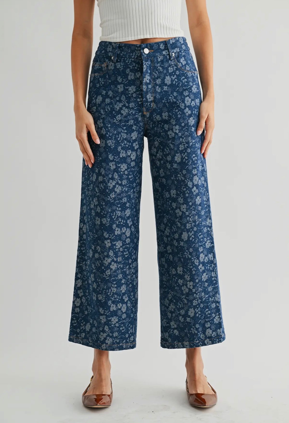Floral Denim Pants