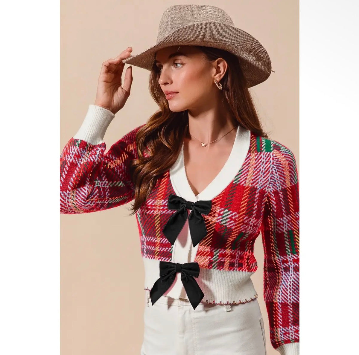 Plaid Holiday Cardi