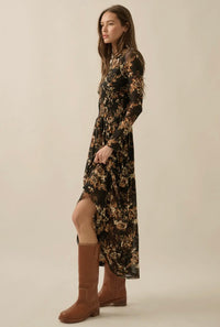 Floral Mesh Midi Dress