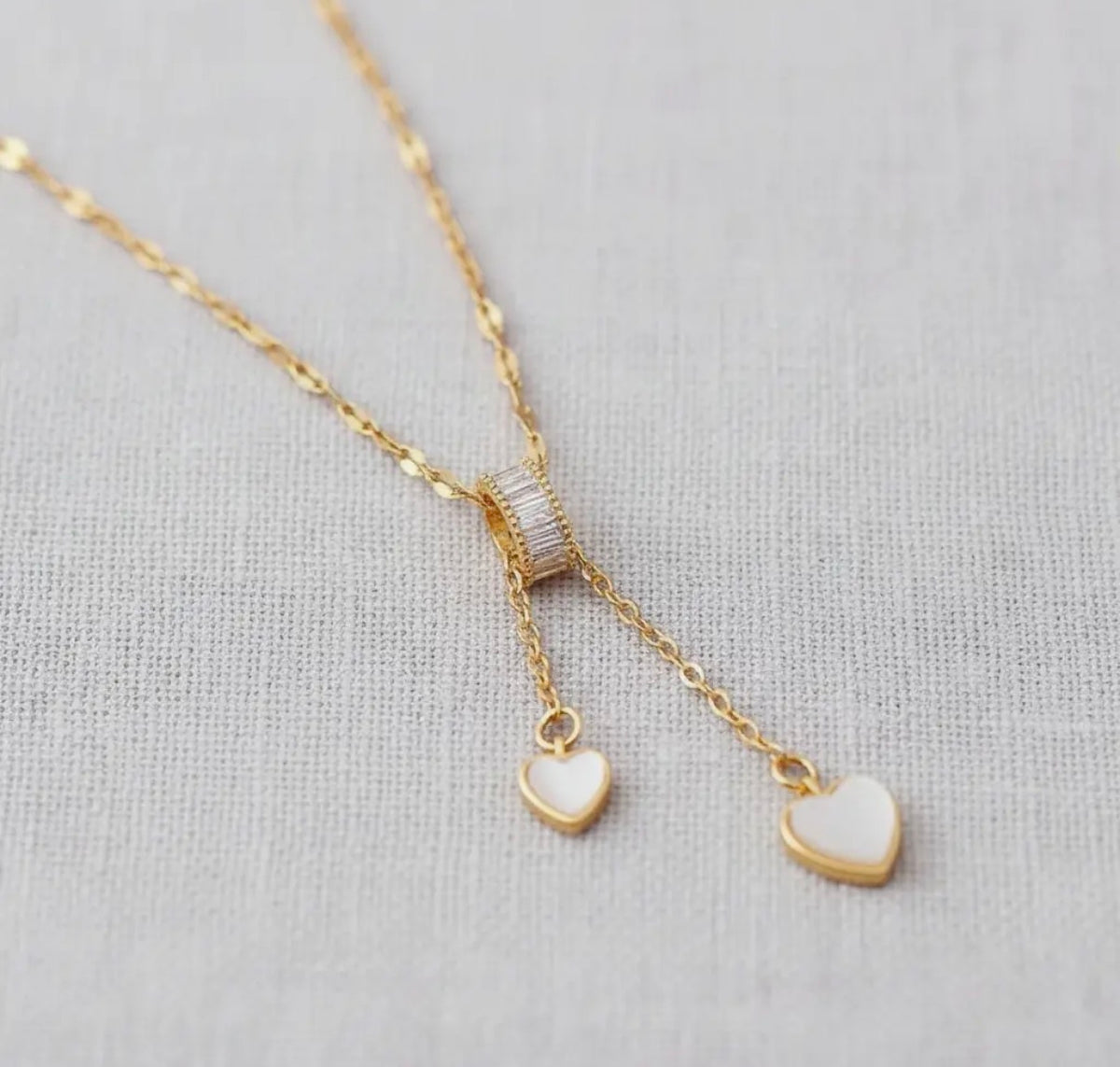 Double Heart Drop Necklace