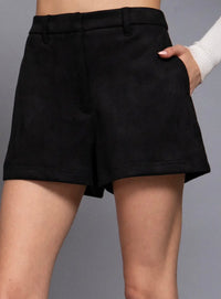 Uptown Chic Faux Suede Shorts – Black