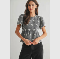 Black and White Bow Peplum