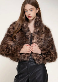 Wild Side Faux Fur Jacket – Chocolate Leopard