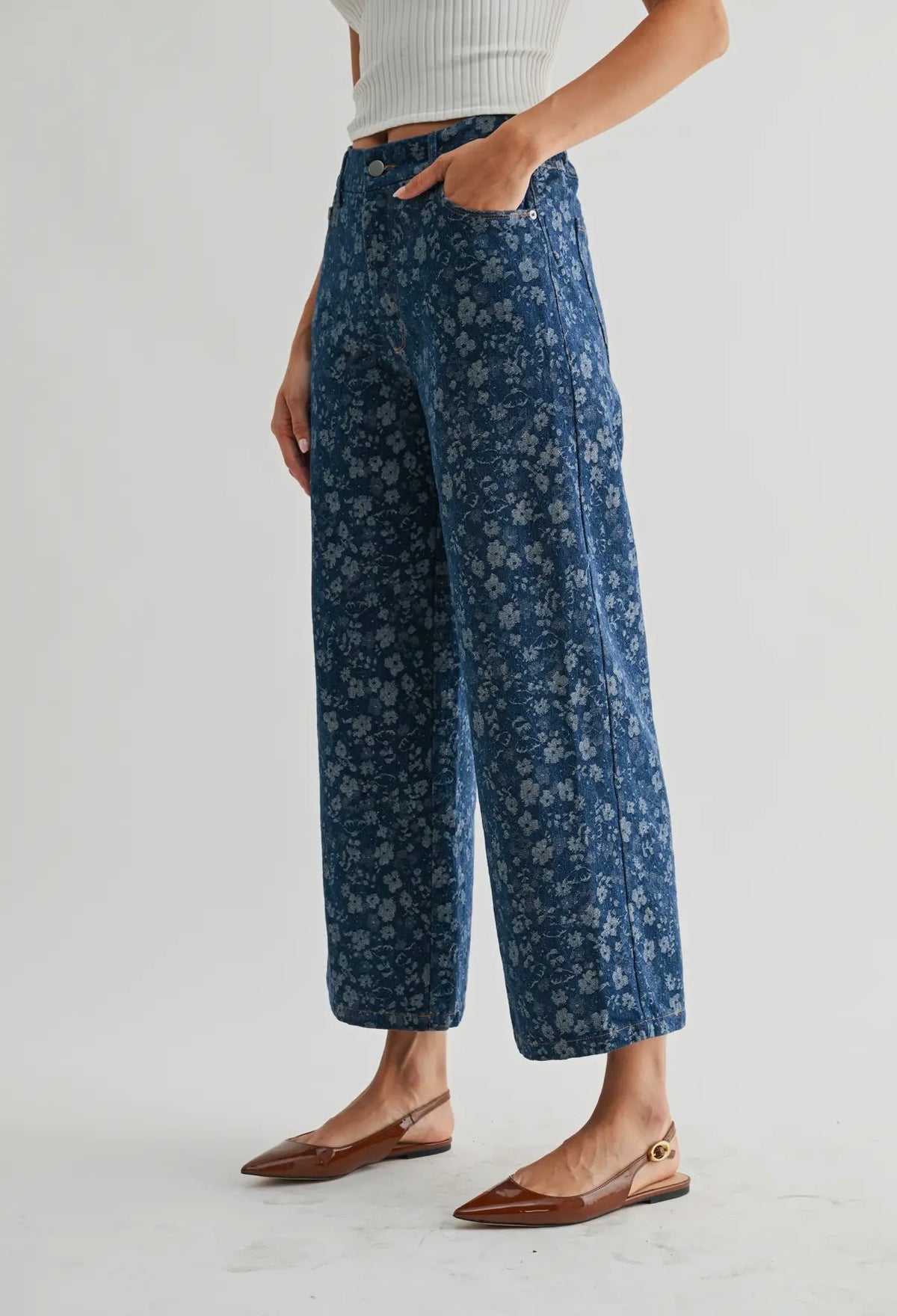 Floral Denim Pants