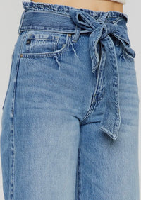 Bow Front Cropped Wide Leg Jean