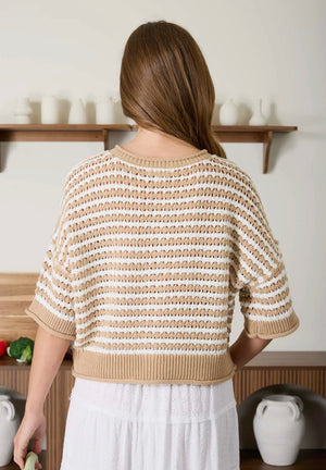 Striped Crochet Knit Cardi