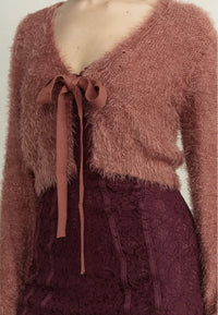 Fuzzy Tie Bow Cardi