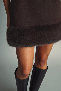 Cocoa Lux Faux Fur Trim Dress